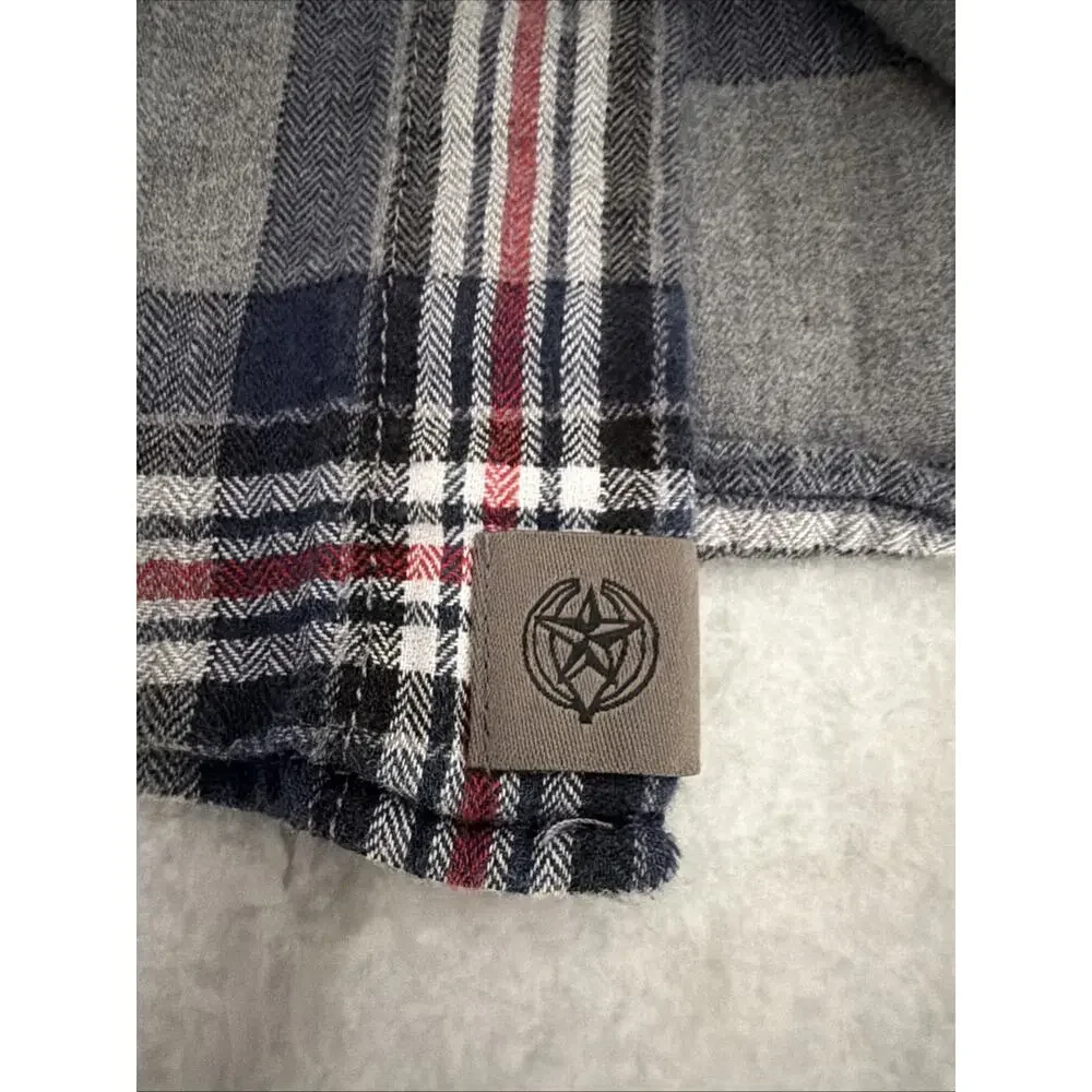 Banana Republic Flannel Shirt Men XL Untucked Slim Fit Red Gray Long Sleeve